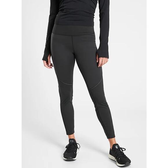 Athleta Cold Front Hybrid DWR Tight in Plush Supersonic in Black Size Small - Picture 1 of 12